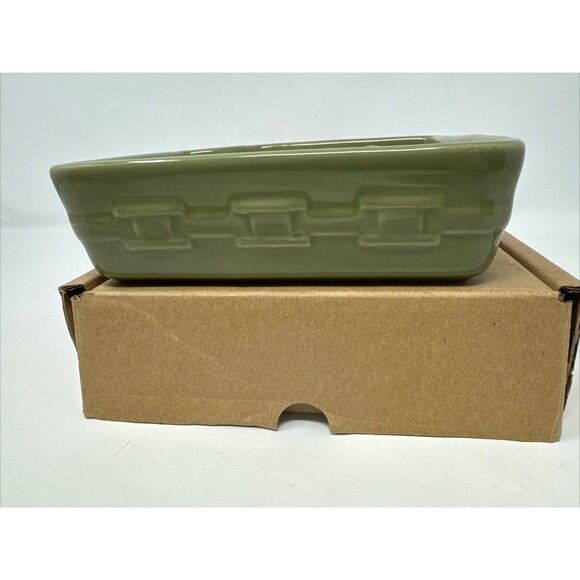 Longaberger Woven Traditions Pottery Square Party Bowl NEW Sage 3227460 NEW - Picture 7 of 8